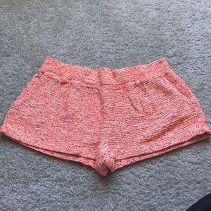 Orange tweed mini shorts